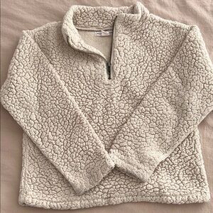 Cozy Cream Sherpa Quarter-Zip Pullover Jacket
